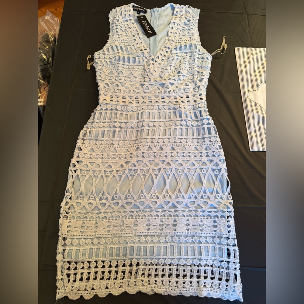 SHEIN Elegant Lace Dress in Light Blue (NWT)